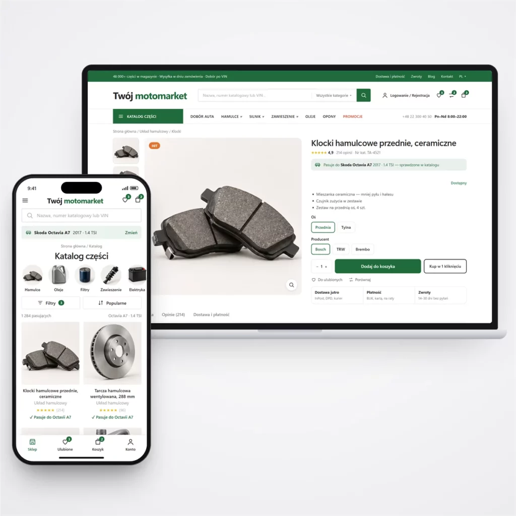 Sklep internetowy z częściami samochodowymi — katalog