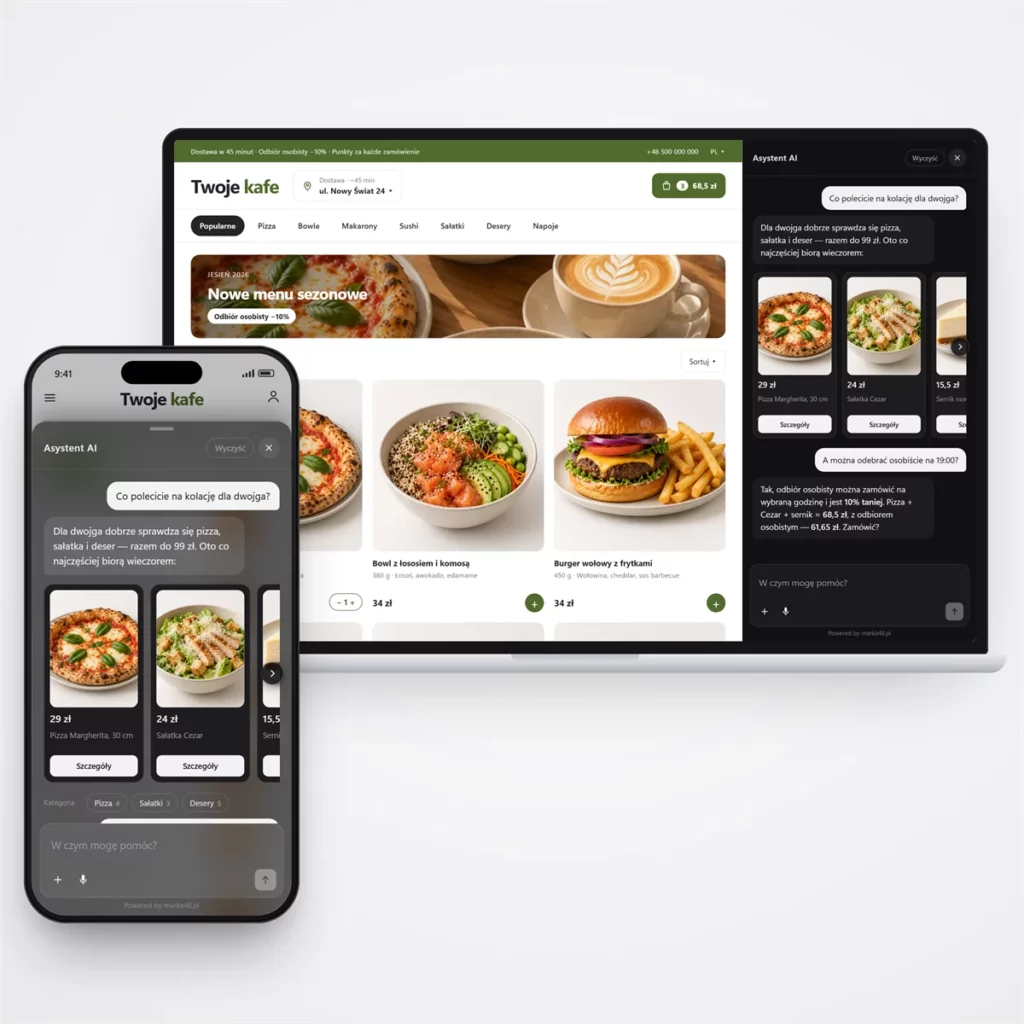 Sklep internetowy dla restauracji i kawiarni — czat AI