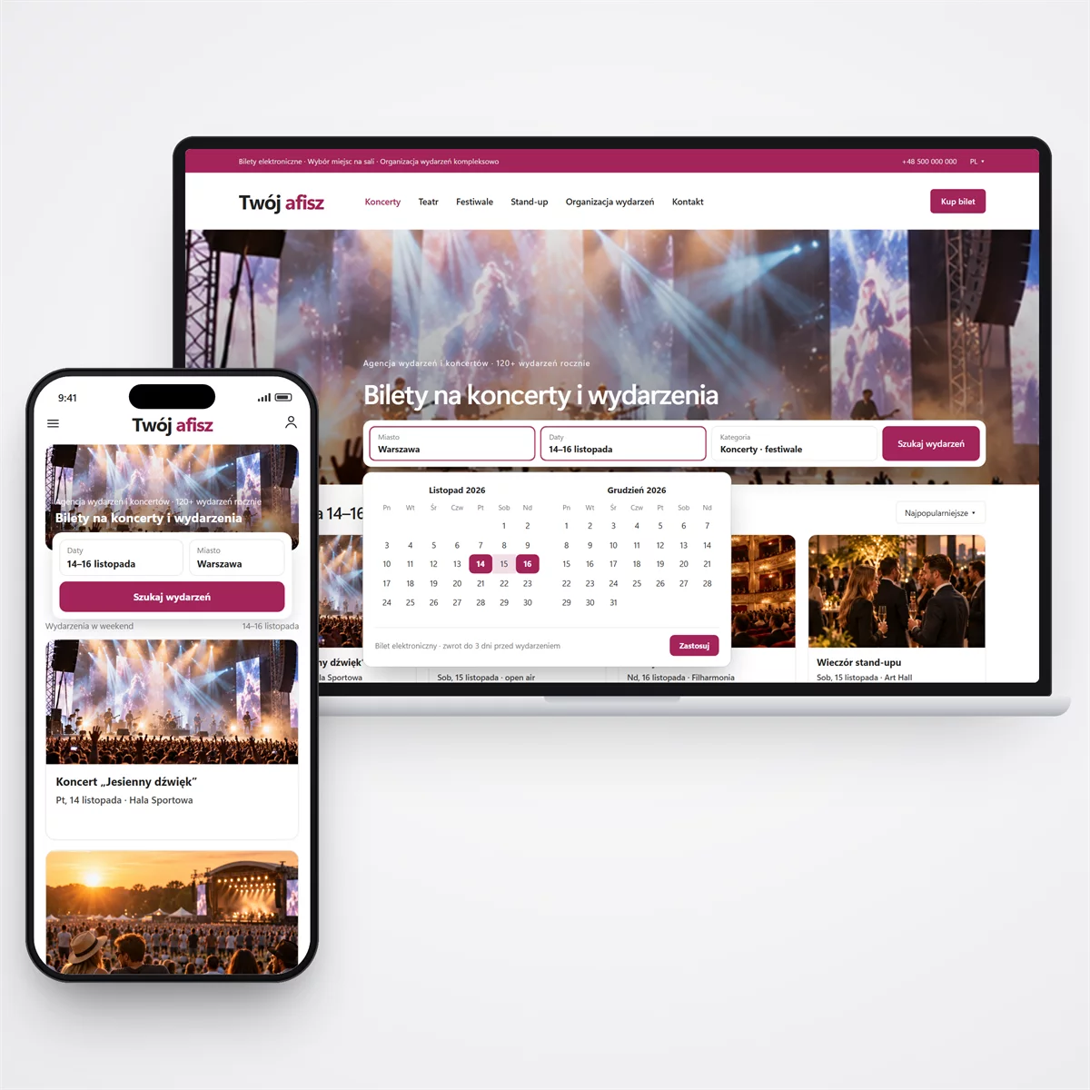 Strona dla agencji eventowej i koncertowej — katalog Strona dla agencji eventowej i koncertowej — katalog