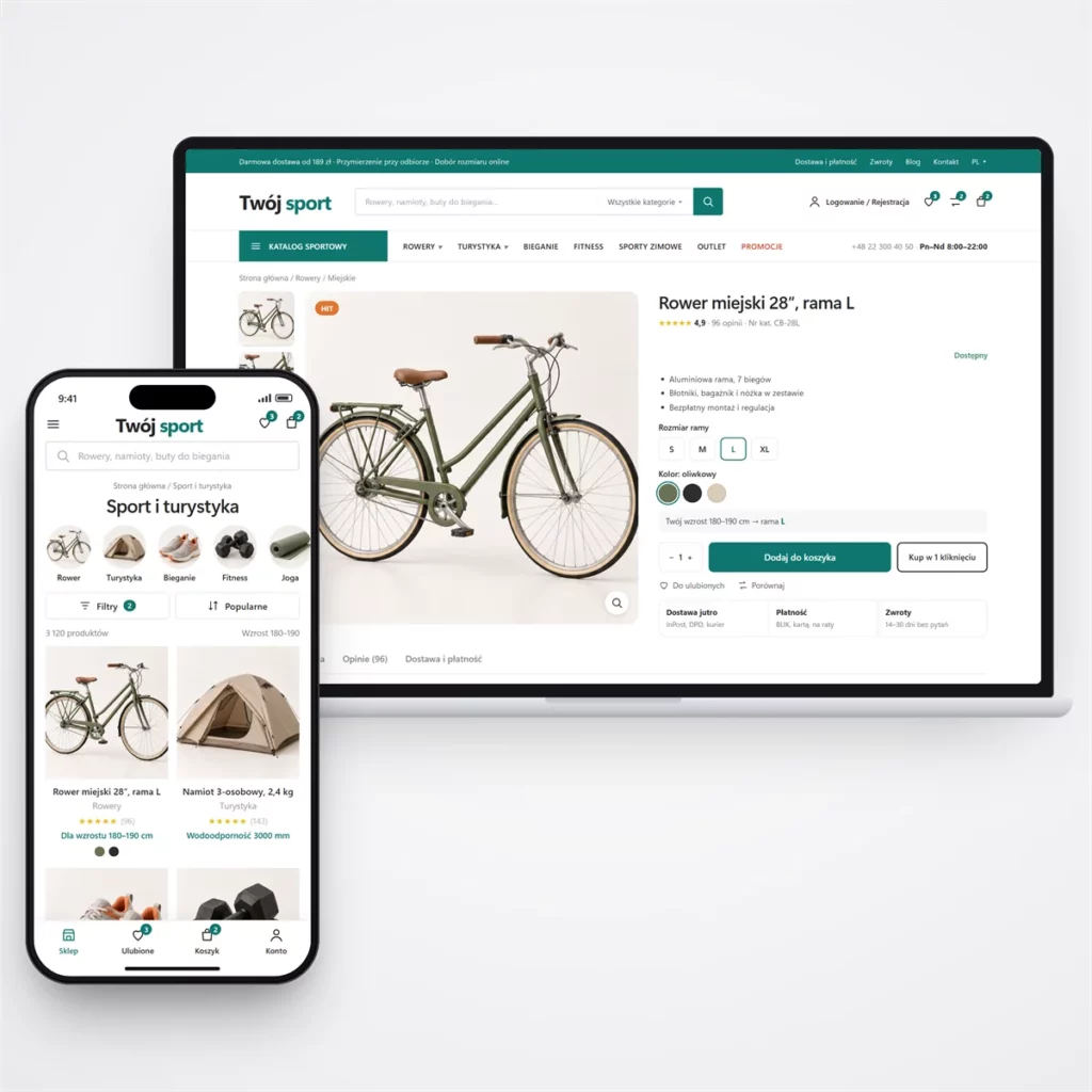 Sklep internetowy ze sprzętem sportowym i turystycznym — katalog